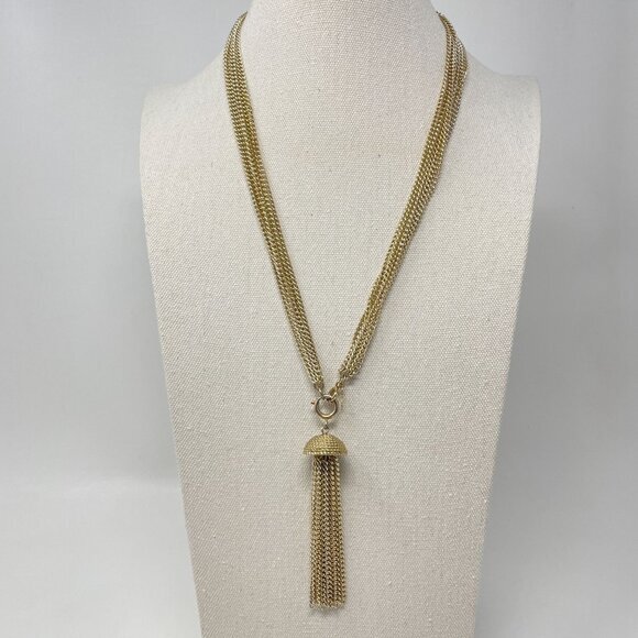 Sarah Coventry‎ Long Tassel Necklace Convertible Adjustable Gold-Tone Vintage - Picture 1 of 9